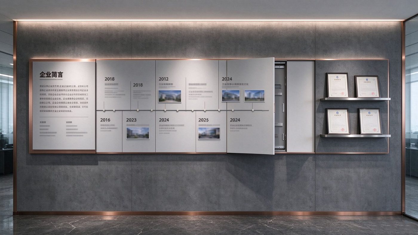惠州博罗县园区企业文化墙与展厅实景 10-02｜产业园写字楼楼层导视与企业文化墙·迪赛品牌设计